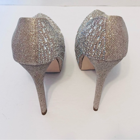 De Blossom Collection KINKO-178 Rhinestone Nude Sparkle Stiletto Pumps Size 9 - Picture 7 of 16